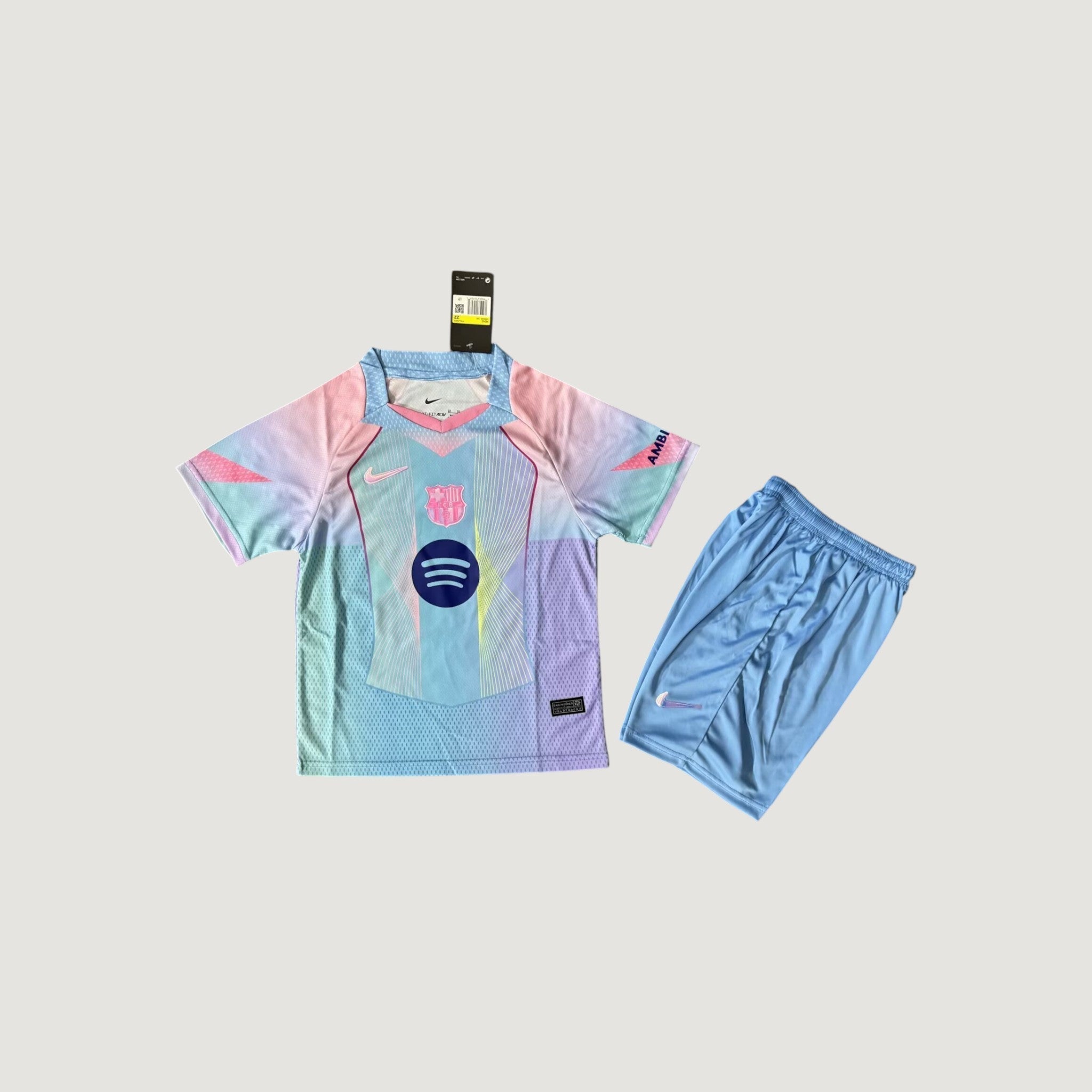 FC Barcelone – Maillot Extérieur Enfant 25/26 – Multicolore & Bleu